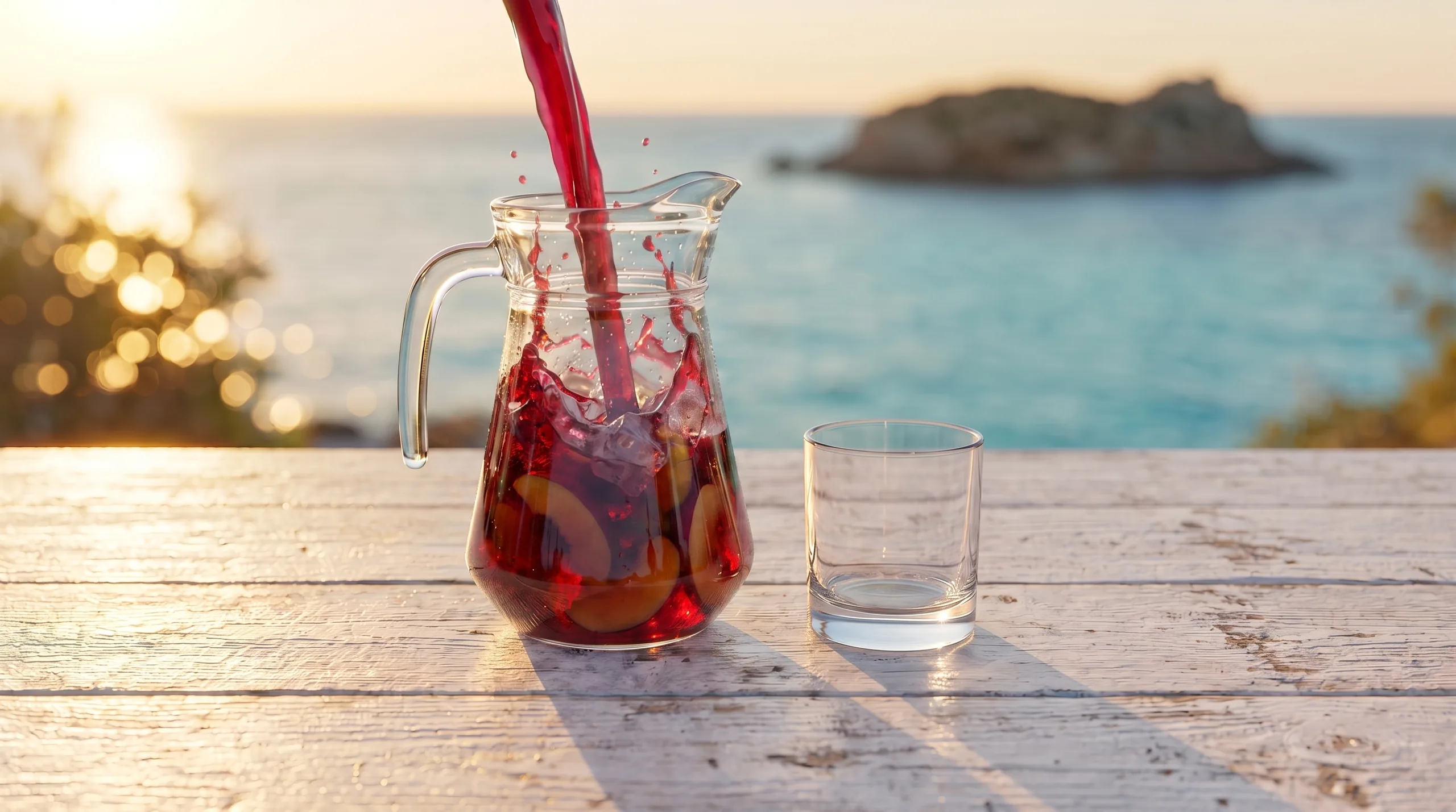 Vino tinto sirviéndose en la jarra
