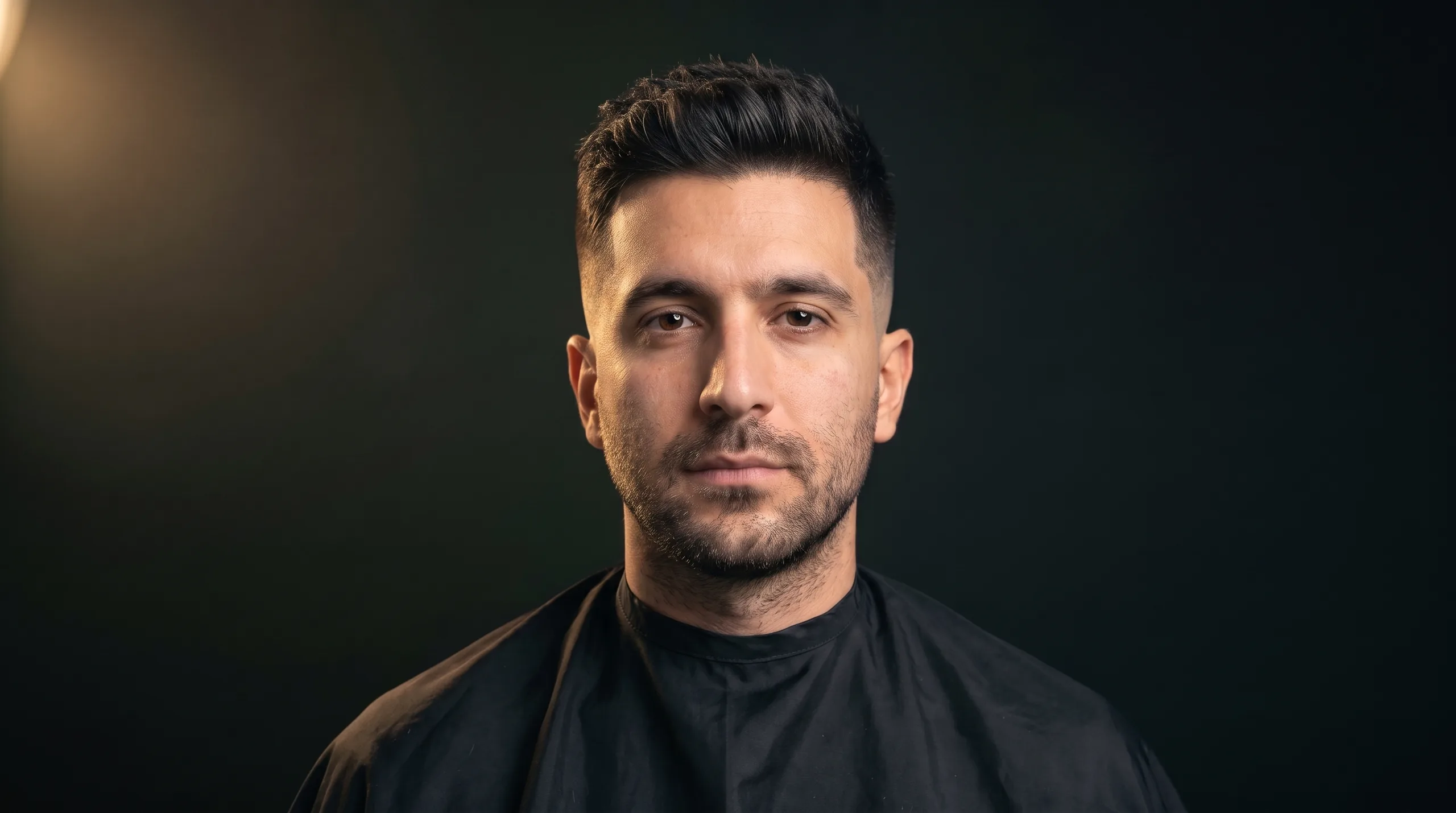 El mismo cliente con un fade limpio y el pelo peinado