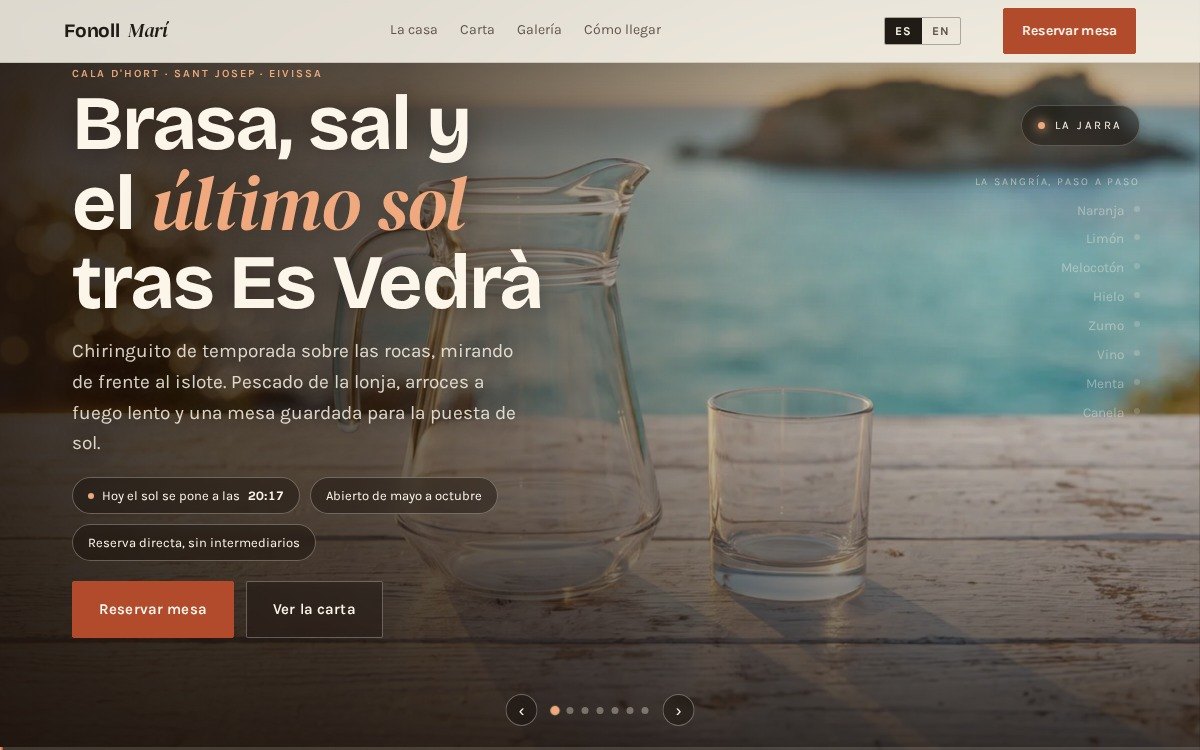 Web de restaurante Fonoll Marí diseñada por Salina Studio